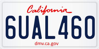 CA license plate 6UAL460