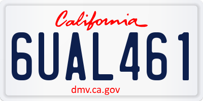 CA license plate 6UAL461