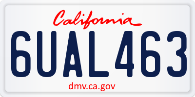 CA license plate 6UAL463