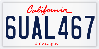 CA license plate 6UAL467