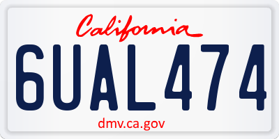 CA license plate 6UAL474