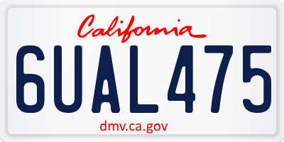 CA license plate 6UAL475