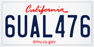 CA license plate 6UAL476