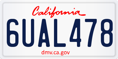 CA license plate 6UAL478