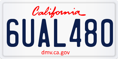 CA license plate 6UAL480