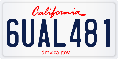 CA license plate 6UAL481