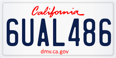 CA license plate 6UAL486