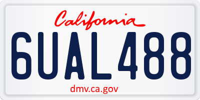 CA license plate 6UAL488