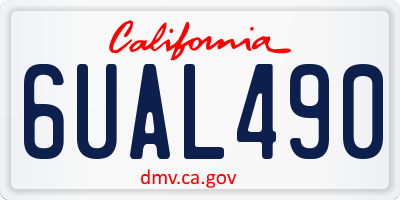 CA license plate 6UAL490
