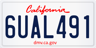 CA license plate 6UAL491