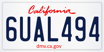 CA license plate 6UAL494