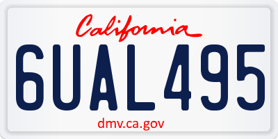 CA license plate 6UAL495
