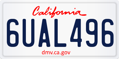 CA license plate 6UAL496