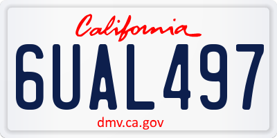 CA license plate 6UAL497