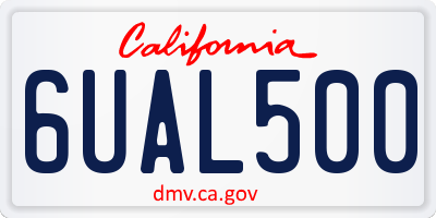 CA license plate 6UAL500