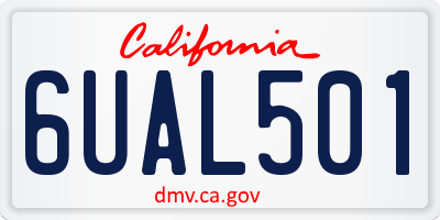 CA license plate 6UAL501