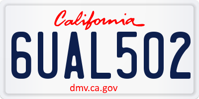 CA license plate 6UAL502