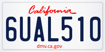 CA license plate 6UAL510