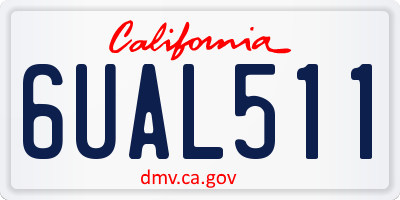 CA license plate 6UAL511