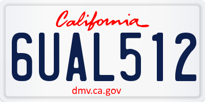 CA license plate 6UAL512