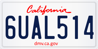 CA license plate 6UAL514