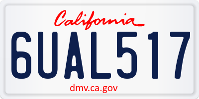 CA license plate 6UAL517