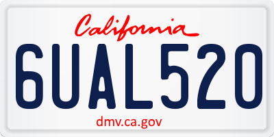 CA license plate 6UAL520