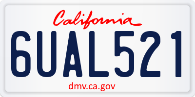 CA license plate 6UAL521