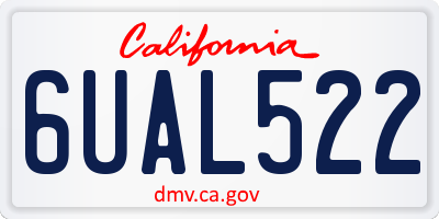 CA license plate 6UAL522