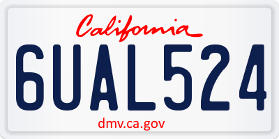 CA license plate 6UAL524