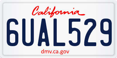 CA license plate 6UAL529