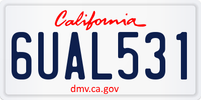 CA license plate 6UAL531
