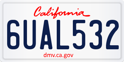 CA license plate 6UAL532