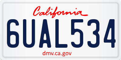 CA license plate 6UAL534