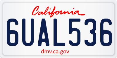 CA license plate 6UAL536