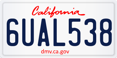 CA license plate 6UAL538