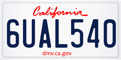 CA license plate 6UAL540