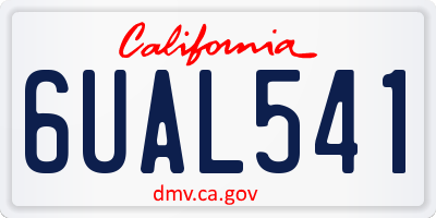 CA license plate 6UAL541