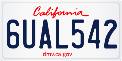 CA license plate 6UAL542