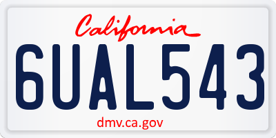 CA license plate 6UAL543
