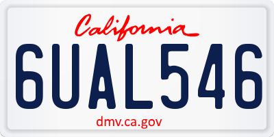 CA license plate 6UAL546