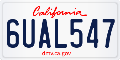 CA license plate 6UAL547