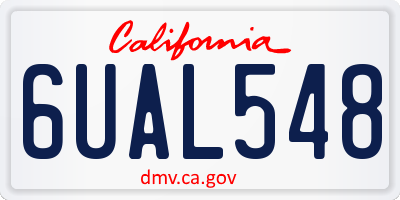 CA license plate 6UAL548