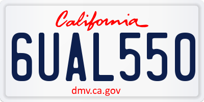 CA license plate 6UAL550