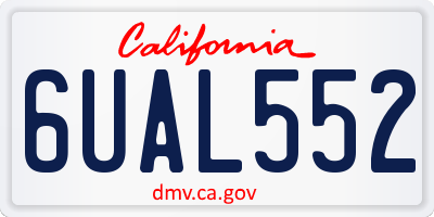 CA license plate 6UAL552