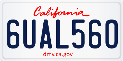 CA license plate 6UAL560