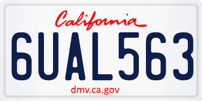 CA license plate 6UAL563