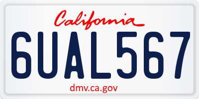 CA license plate 6UAL567