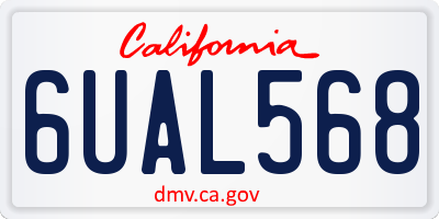 CA license plate 6UAL568