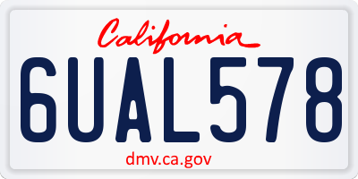 CA license plate 6UAL578